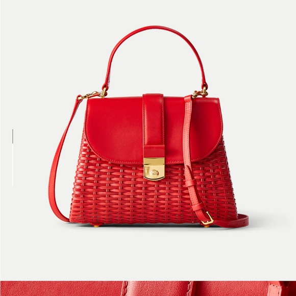 Veronica Beard Handbags - Veronica Beard Red Woven Top-Handle Satchel